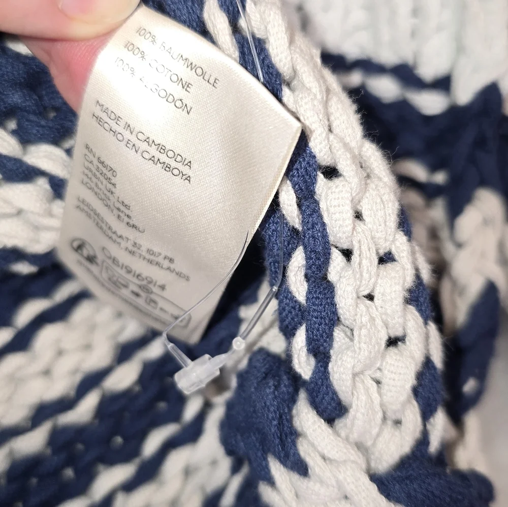 FREE PEOPLE Portland Pullover Navy Blue Stripes Sweater Knit SMALL - Picture 8 of 10